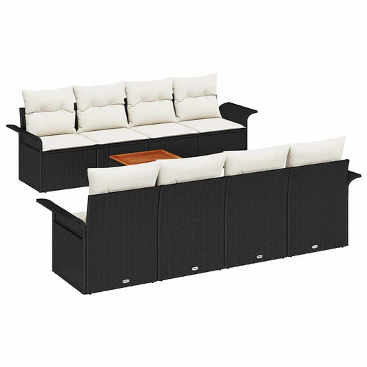 Garten-Sofa-Set 7 pcs Schwarz und Creme 55 x 55 x 37 cm