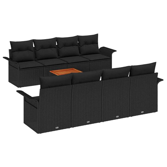 Garten-Sofa-Set mit Kissen 7 pcs Schwarz 55 x 55 x 37 cm