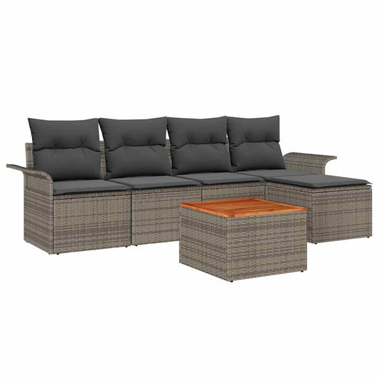 Garten-Sofa-Set mit Kissen mit Speicher 6 pcs Grau