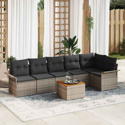 Garten-Sofa-Set mit Kissen mit Speicher mit Kissen 7 pcs Grau