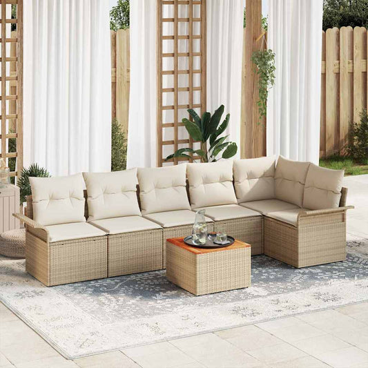 Garten-Sofa-Set mit Kissen mit Speicher 7 pcs Beige und Creme