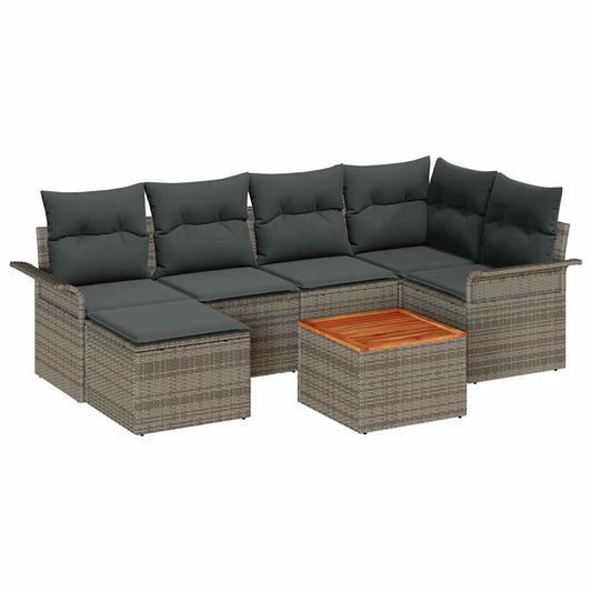 Garten-Sofa-Set mit Kissen mit Speicher 7 pcs Grau