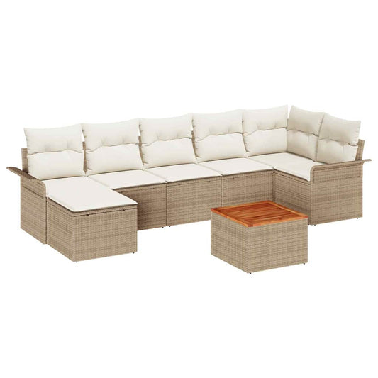 Garten-Sofa-Set mit Kissen mit Speicher 8 pcs Beige und Creme