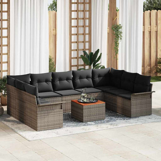 Garten-Sofa-Set mit Kissen 10 pcs Grau 55 x 55 x 37 cm