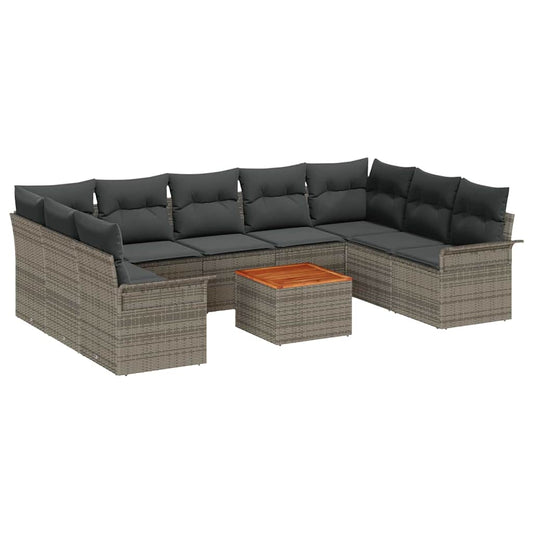 Garten-Sofa-Set mit Kissen 10 pcs Grau 55 x 55 x 37 cm