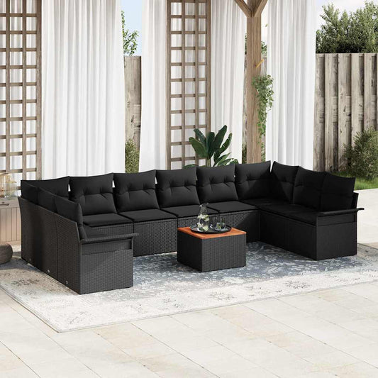 Garten-Sofa-Set mit Kissen 11 pcs Schwarz 55 x 55 x 37 cm