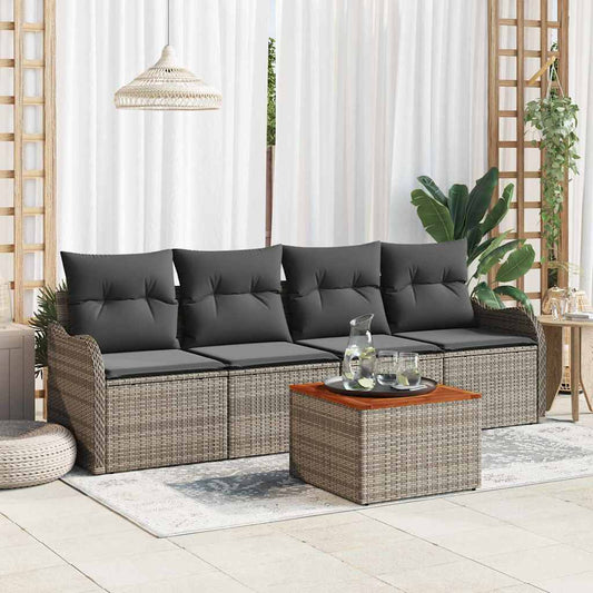 Garten-Sofa-Set mit Kissen mit Speicher mit Kissen 5 pcs Grau
