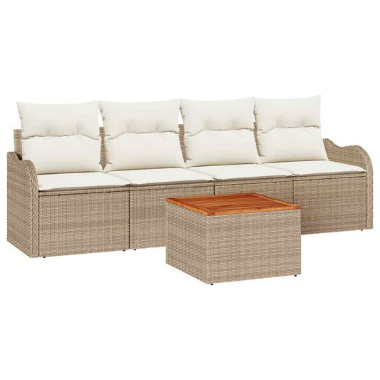 Garten-Sofa-Set 5 pcs Beige und Creme 55 x 55 x 37 cm