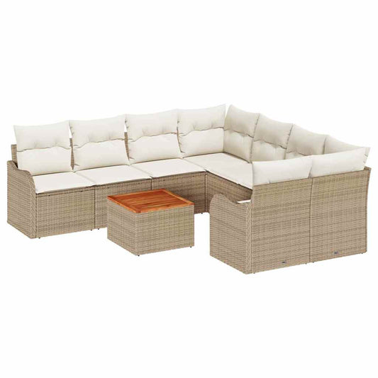 Garten-Sofa-Set 9 pcs Beige und Weiß