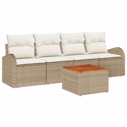 Garten-Sofa-Set 5 pcs Beige und Weiß