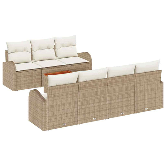 Garten-Sofa-Set 8 pcs Beige und Weiß