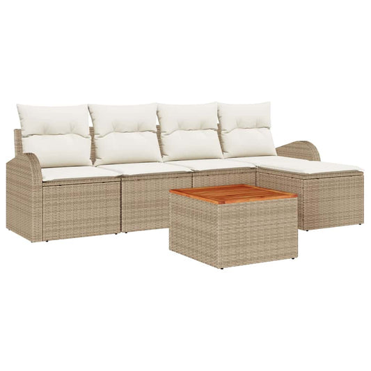 Garten-Sofa-Set 6 pcs Beige und Weiß