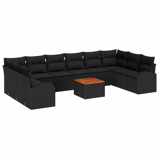 Garten-Sofa-Set 11 pcs Schwarz