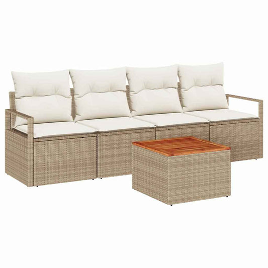 Garten-Sofa-Set 5 pcs Beige und Weiß