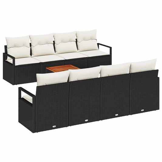 Garten-Sofa-Set 9 pcs Schwarz und Weiß