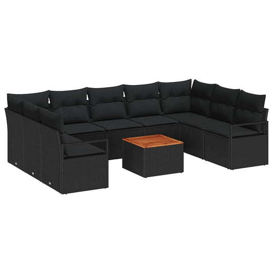 Garten-Sofa-Set 10 pcs Schwarz