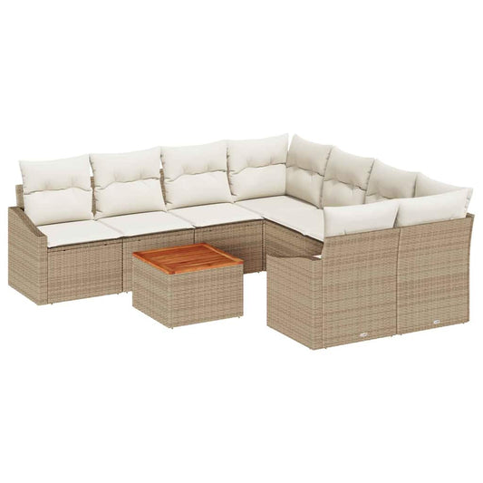 Garten-Sofa-Set 9 pcs Beige und Weiß