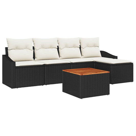 Garten-Sofa-Set 6 pcs Schwarz und Weiß