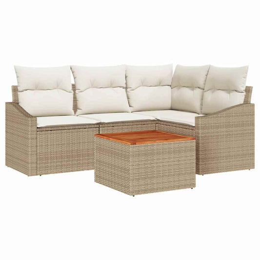 Garten-Sofa-Set 5 pcs Beige und Weiß