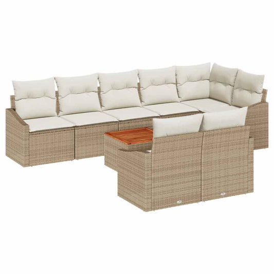 Garten-Sofa-Set 9 pcs Beige und Weiß