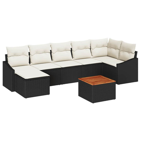 Garten-Sofa-Set 8 pcs Schwarz und Weiß