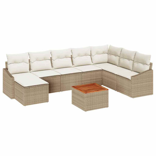 Garten-Sofa-Set 9 pcs Beige und Weiß