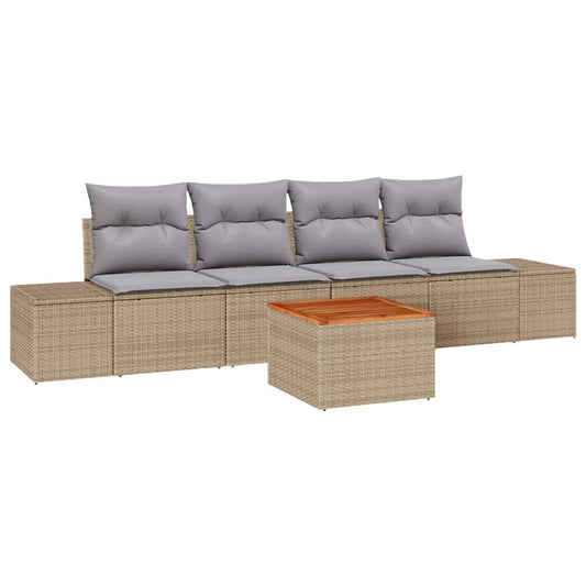 Garten-Sofa-Set 5 pcs Beige und Hellgrau