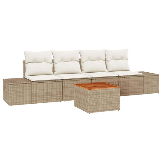Garten-Sofa-Set 5 pcs Beige und Weiß