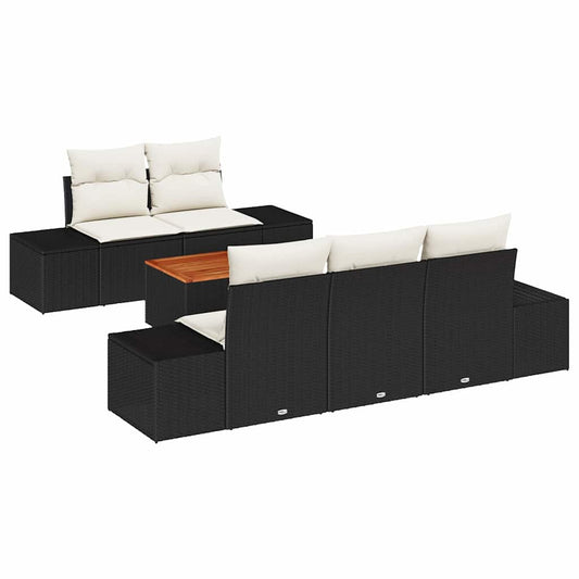Garten-Sofa-Set 6 pcs Schwarz und Weiß