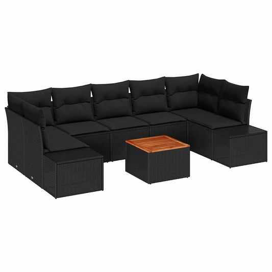 Garten-Sofa-Set 8 pcs Schwarz