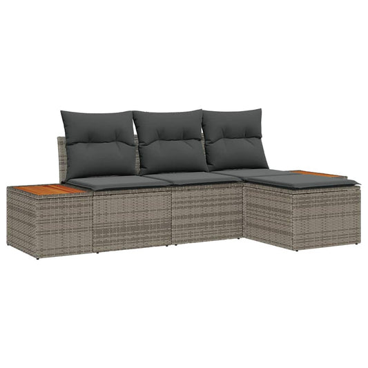 Garten-Sofa-Set 4 pcs Grau 184 x 62 x 85 cm Poly Rattan