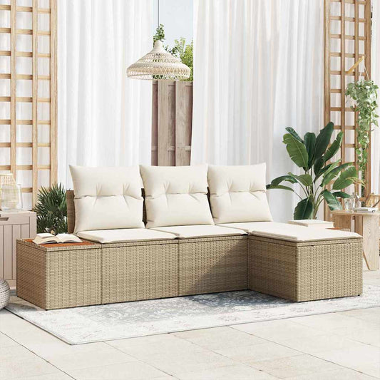 Garten-Sofa-Set 4 pcs Beige und Creme 184 x 62 x 85 cm