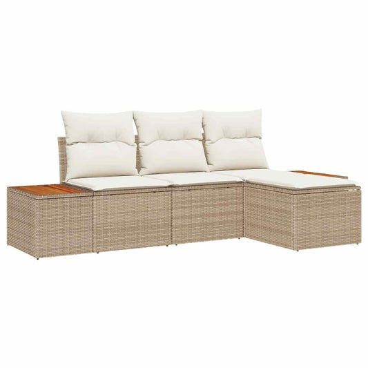 Garten-Sofa-Set 4 pcs Beige und Creme 184 x 62 x 85 cm