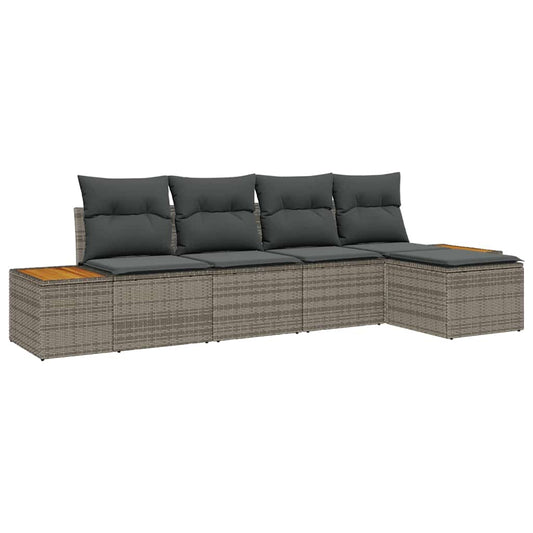 Garten-Sofa-Set 5 pcs Grau 184 x 62 x 85 cm Poly Rattan
