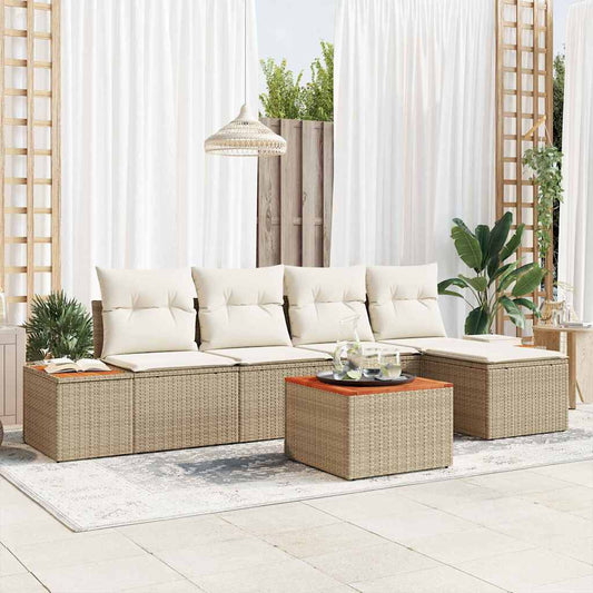 Garten-Sofa-Set 6 pcs Beige und Creme 184 x 62 x 85 cm