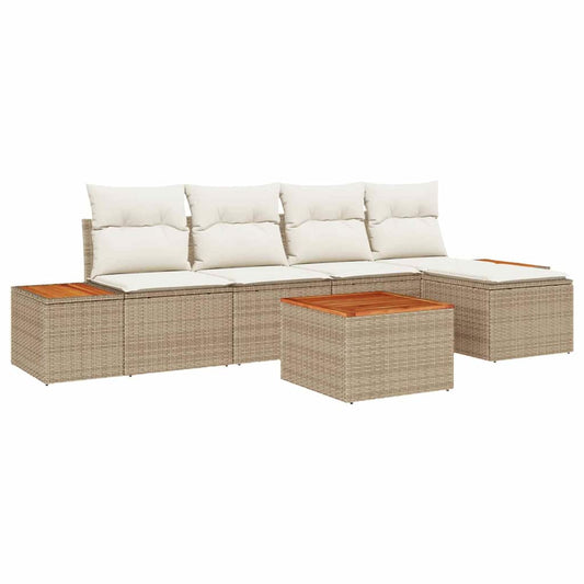 Garten-Sofa-Set 6 pcs Beige und Creme 184 x 62 x 85 cm