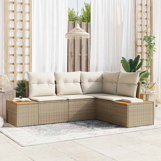 Garten-Sofa-Set 4 pcs Beige und Creme 209 x 154 x 85 cm