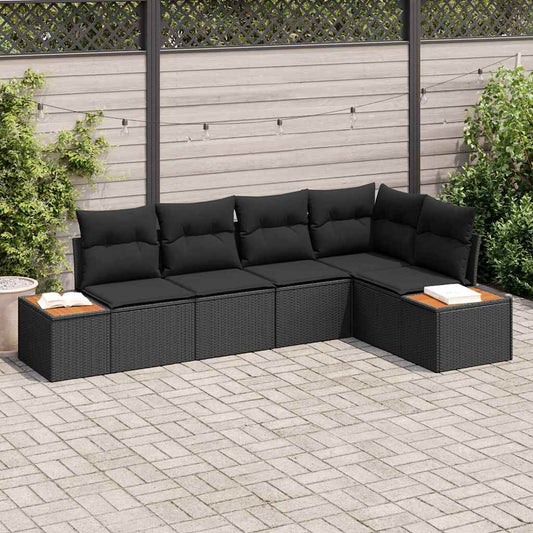 Garten-Sofa-Set 5 pcs Schwarz 264 x 154 x 85 cm Poly Rattan