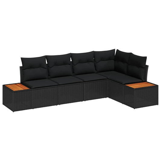 Garten-Sofa-Set 5 pcs Schwarz 264 x 154 x 85 cm Poly Rattan
