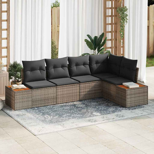 Garten-Sofa-Set 5 pcs Grau 264 x 154 x 85 cm Poly Rattan