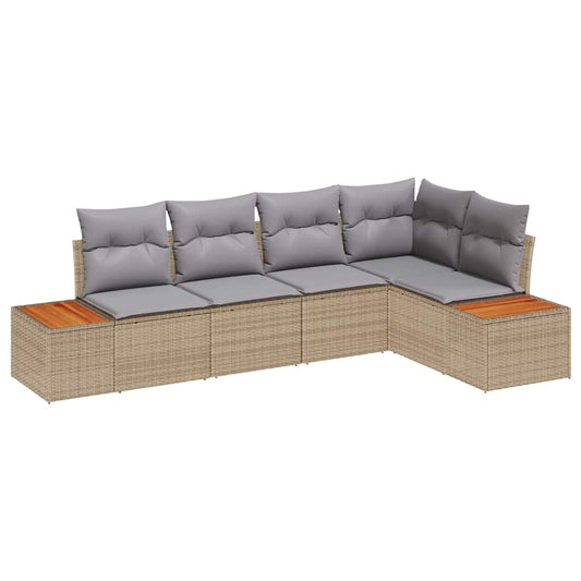 Garten-Sofa-Set 5 pcs Beige und Hellgrau 264 x 154 x 85 cm