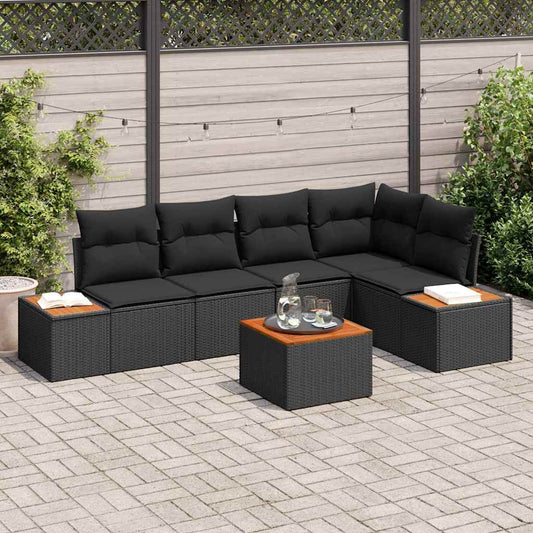 Garten-Sofa-Set 6 pcs Schwarz 264 x 154 x 85 cm Poly Rattan
