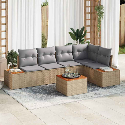 Garten-Sofa-Set 6 pcs Beige und Hellgrau 264 x 154 x 85 cm