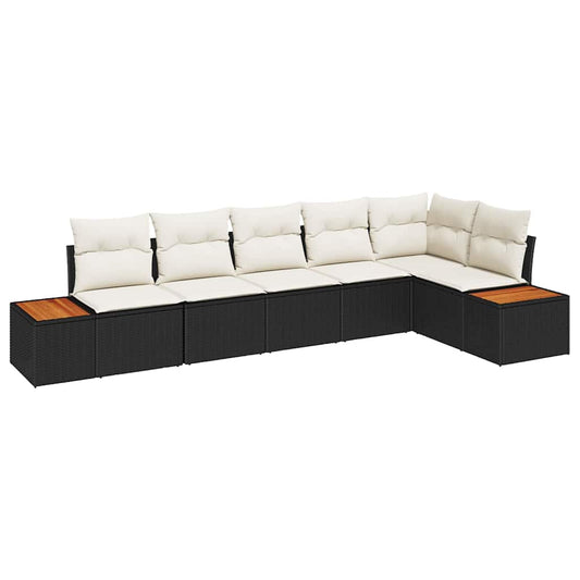 Garten-Sofa-Set 6 pcs Schwarz und Creme 319 x 154 x 85 cm