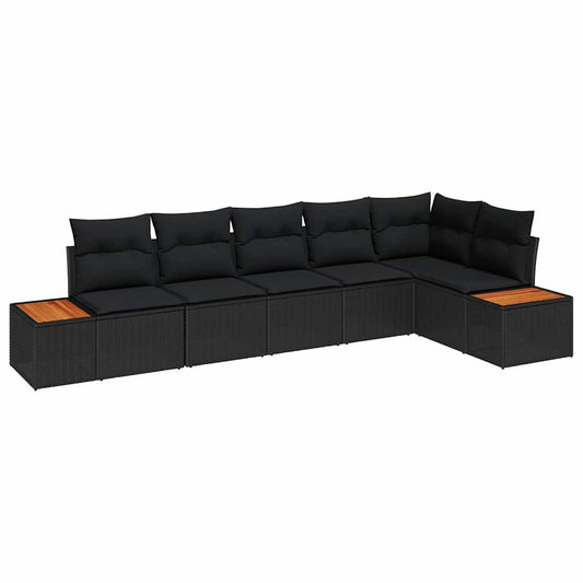 Garten-Sofa-Set 6 pcs Schwarz 319 x 154 x 85 cm Poly Rattan