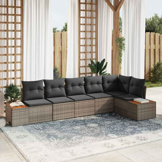Garten-Sofa-Set 6 pcs Grau 319 x 154 x 85 cm Poly Rattan