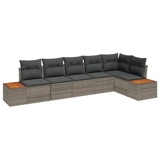 Garten-Sofa-Set 6 pcs Grau 319 x 154 x 85 cm Poly Rattan