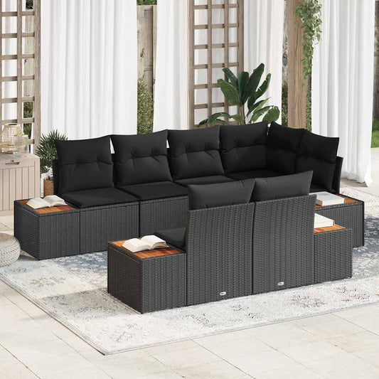 Garten-Sofa-Set 7 pcs Schwarz 264 x 154 x 85 cm Poly Rattan