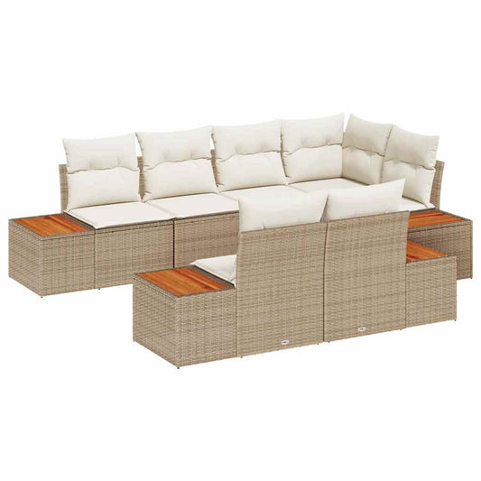 Garten-Sofa-Set 7 pcs Beige und Creme 264 x 154 x 85 cm