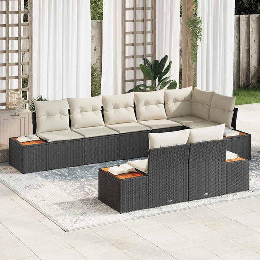 Garten-Sofa-Set 8 pcs Schwarz und Creme 319 x 154 x 85 cm